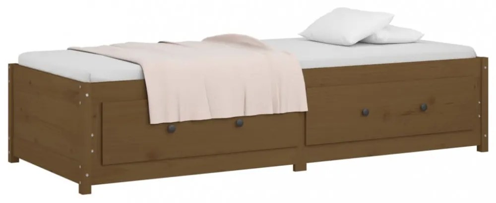 mézbarna tömör fenyőfa kanapéágy 90 x 190 cm (Single)