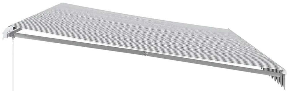 antracitszürke-fehér kézzel kihúzható napellenző 600 x 300 cm