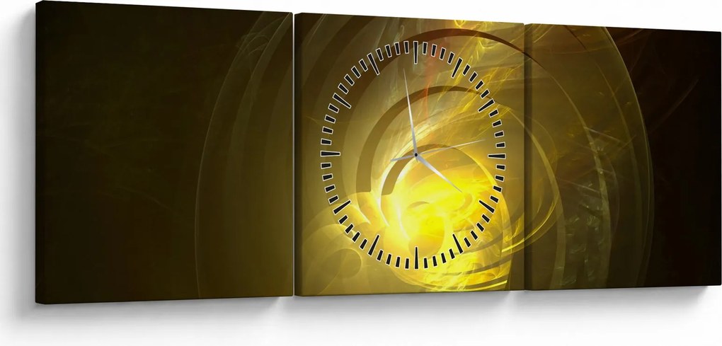 Sárga absztrakt spirál képe (órával) (90x30 cm)