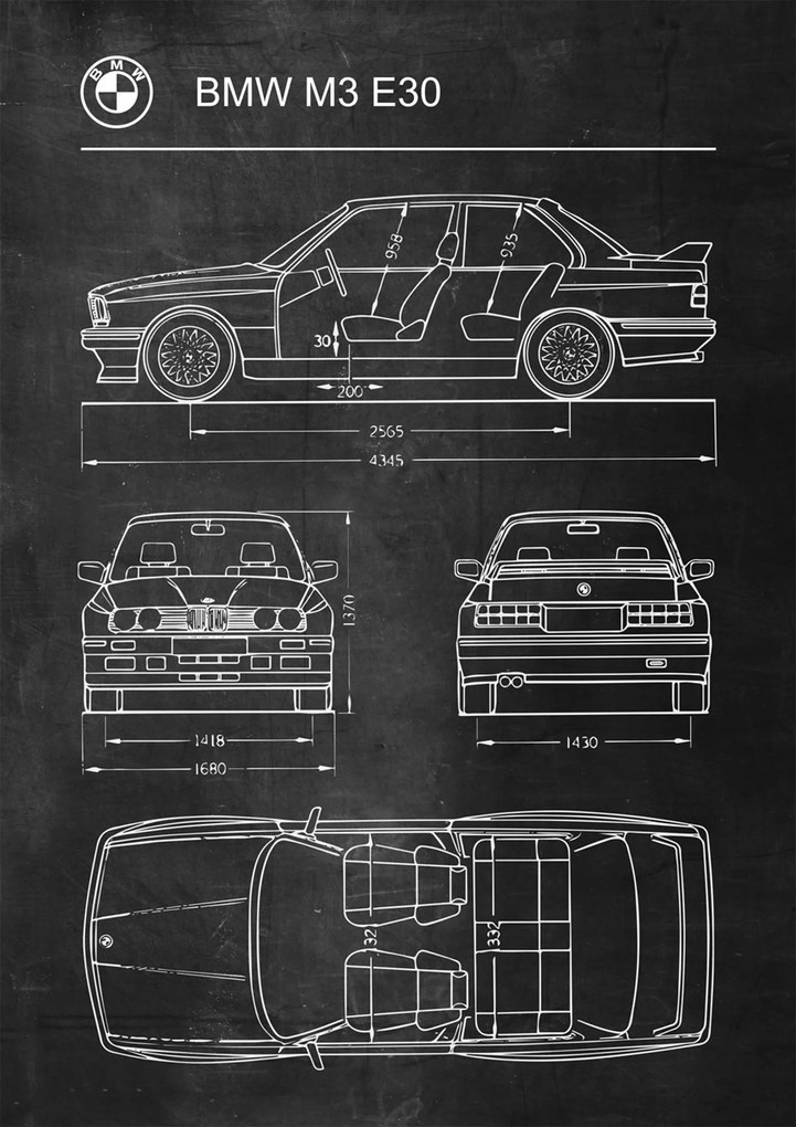 Poszter Bmw E30 M3 Retro Patent Poster Séma
