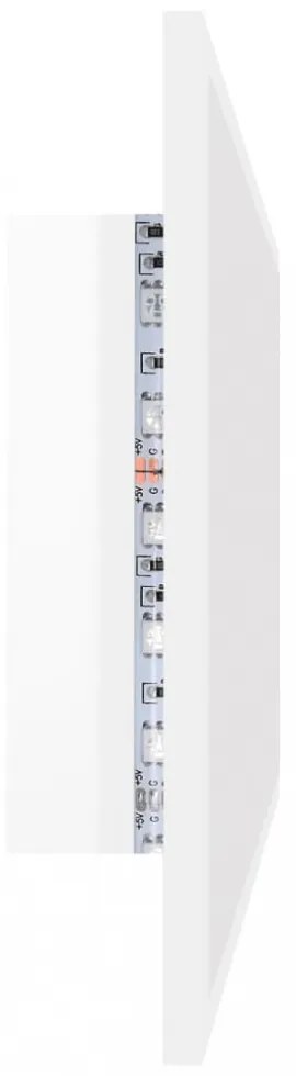 magasfényű fehér akril LED-es fürdőszobatükör 90x8,5x37 cm