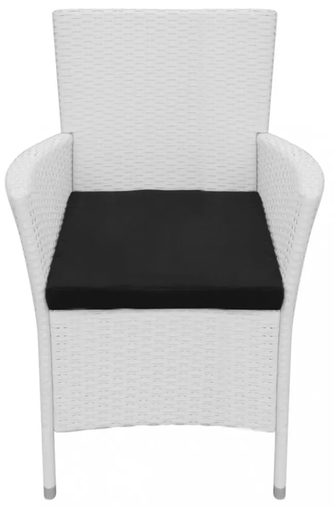 5 darabos krémfehér kültéri polyrattan étkezőkészlet