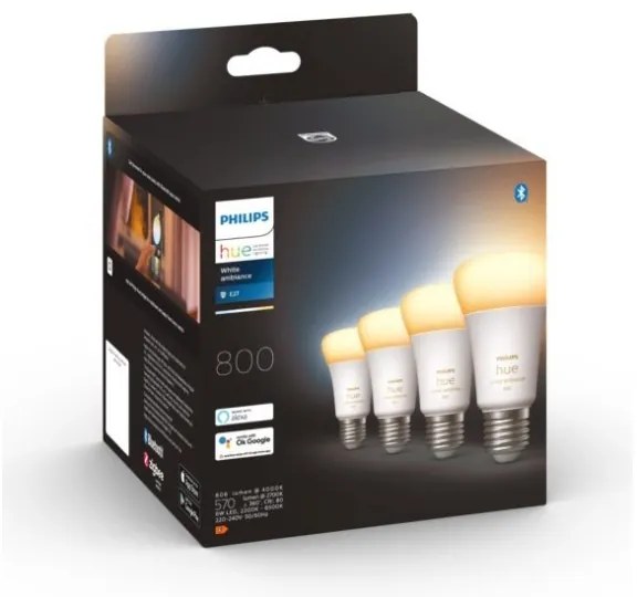 KÉSZLET 4xLED Dimmelhető izzó Philips Hue WHITE AMBIANCE E27/6W/230V 2200-6500K