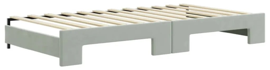világosszürke kihúzható bársony heverő fiókkal 100 x 200 cm
