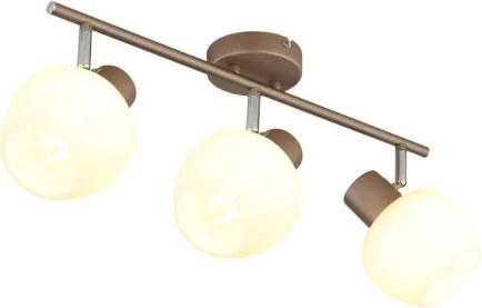 Globo 54662-3 Mennyezeti lámpa, fém matt kávébarna, krómozott fém, fehé üveg, forgatható/dönthető, HxSzxM: 500x125x175mm, 3x E27 40W 230V izzók nélkül