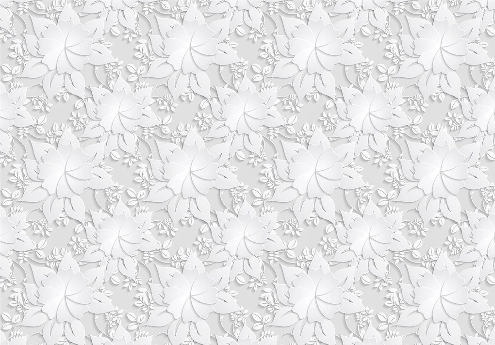 Fotótapéta Virágok Minimalizmus Fehér Vinyl szürke 416x290 +ragasztó