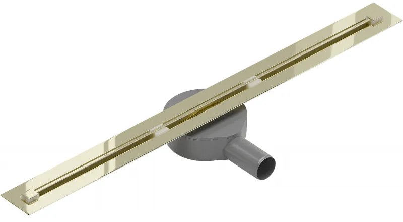 Mexen Flat Super Slim, szupervékony vízelvezető csatorna 360°-ban forgatható szifonnal 50 cm, fényes arany, 1551050