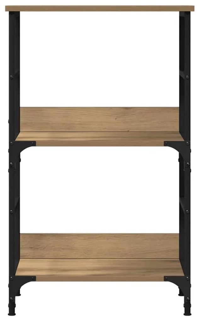 kézműves tölgy színű szerelt fa könyvszekrény 50x33x82 cm