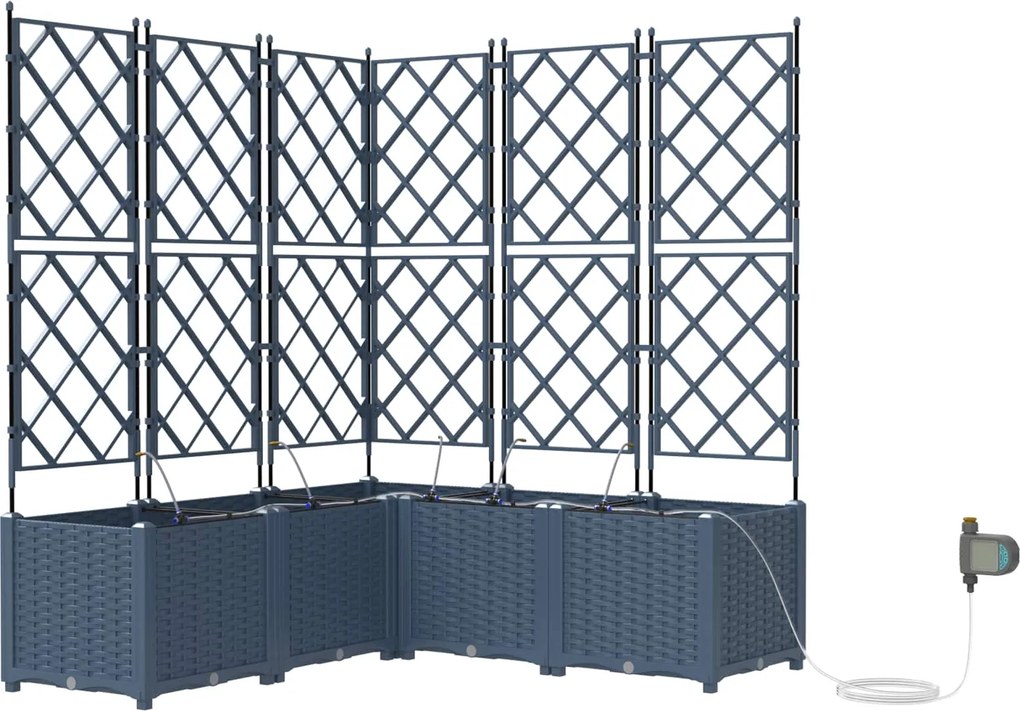 vidaXL Kerti cserép 3 pcs Szürke 120 x 40 x 143 cm Acél