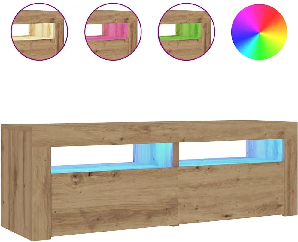 vidaXL 2 db kézműves tölgy színű éjjeliszekrény LED-del 60 x 35 x 40cm