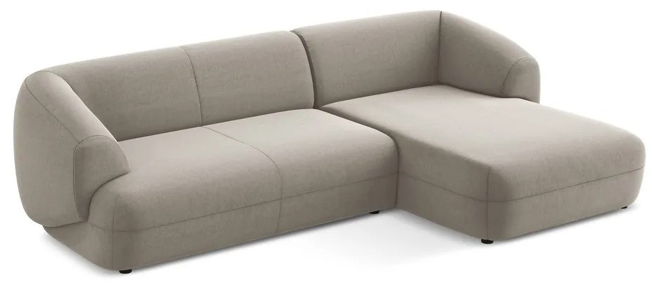 Bézs bársony sarokkanapé (jobb oldali) Moana – Makamii