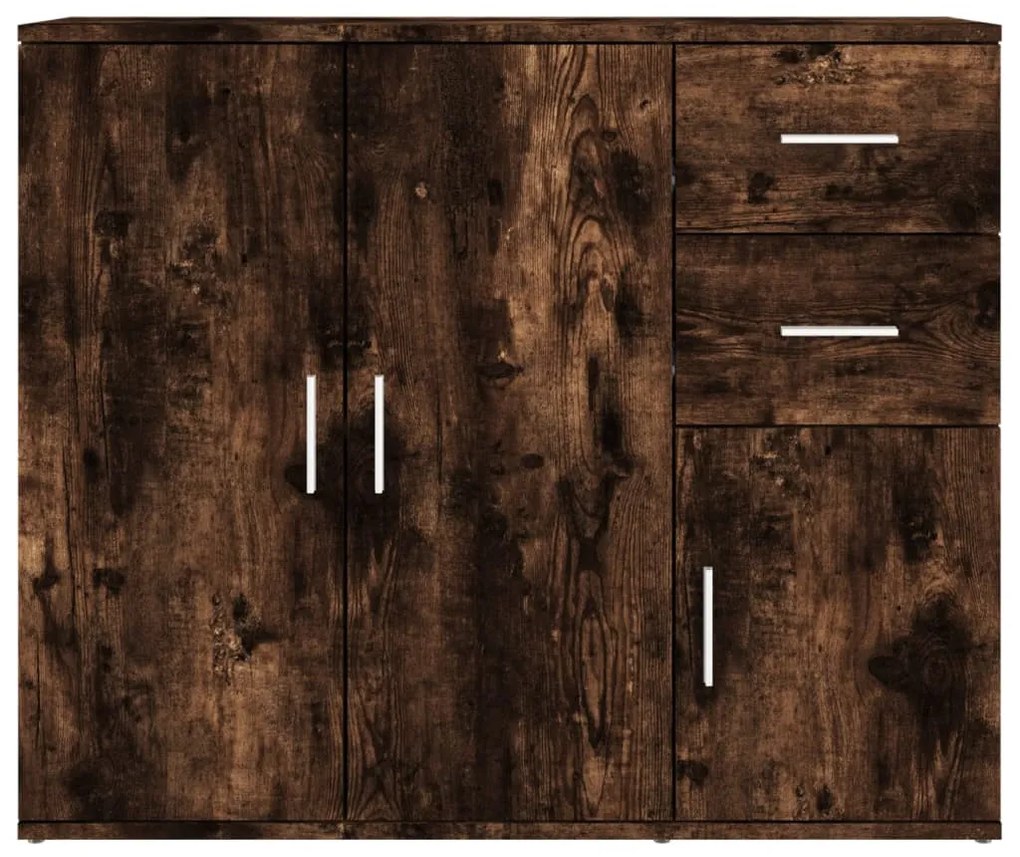 füstös tölgy színű szerelt fa tálalószekrény 91x29,5x75 cm