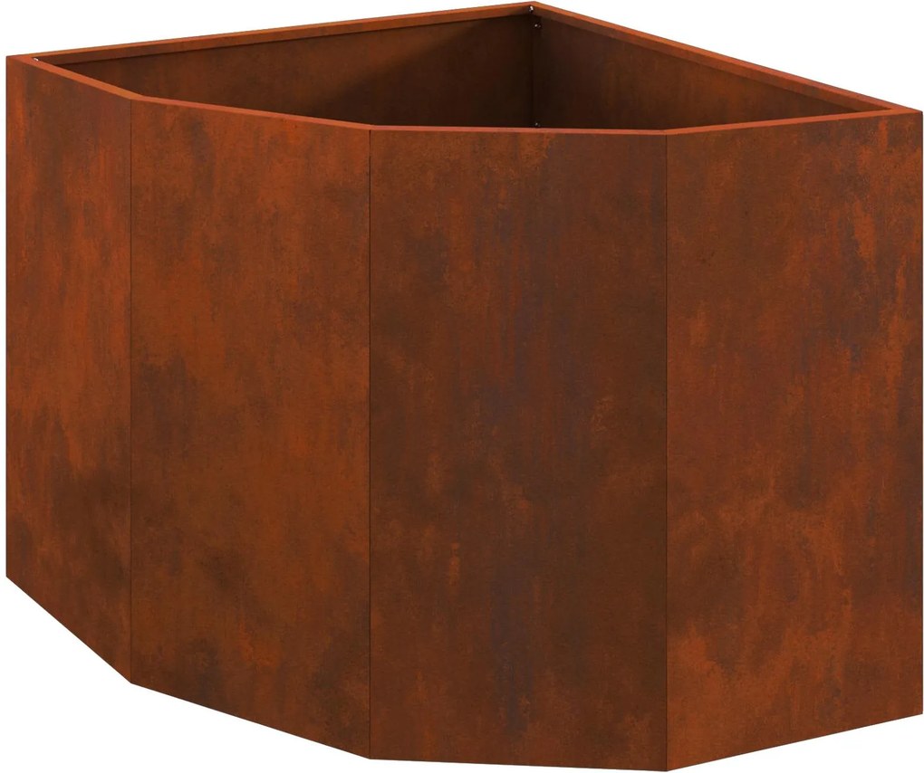 vidaXL Sarok Virágtartó Rozsdás 60 x 60 x 50 cm időjárásálló acél