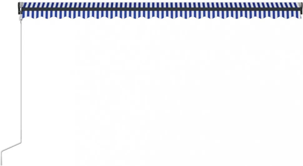 kék és fehér szélérzékelős és LED-es napellenző 500 x 300 cm
