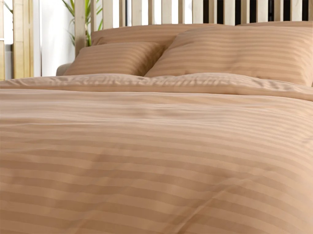 Hotel mikroszálas ágyneműhuzat JASMINE barna - 2 cm csík Ágyneműhuzat mérete: 70 x 90 cm | 140 x 200 cm