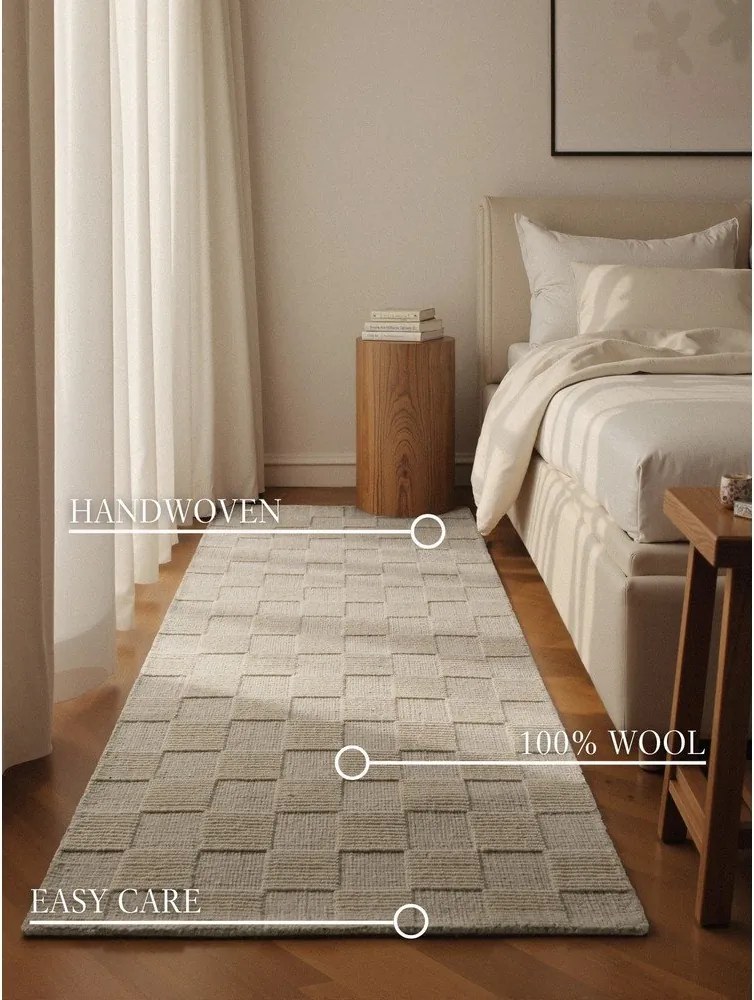 Krémszínű kézi szövésű gyapjú futószőnyeg 80x200 cm Scala – Villeroy&amp;Boch