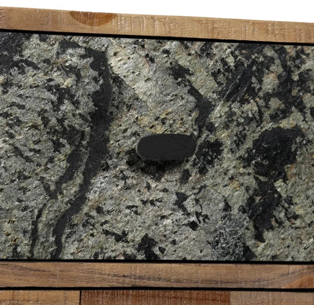 6 fiókos, tömör újrahasznosított tíkfa kisszekrény 70x30x76 cm