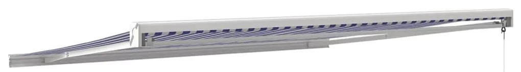 kék és fehér szövet és alumínium behúzható napellenző 4 x 3 m