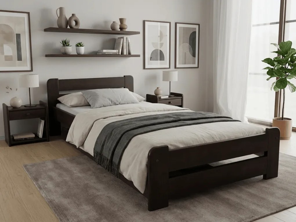 Laura ágy 90x200 cm, diófa Ágyrács: Léces ágyrács, Matrac: Coco Maxi 20 cm matrac