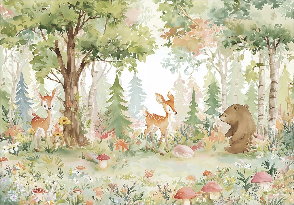 Fotótapéta Gyerekeknek Erdő Állatok Tapéta Gyerekszoba 200x140
