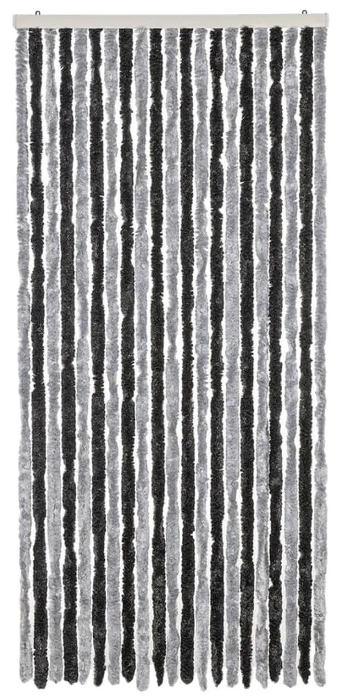 szürke és fekete zsenília rovarfüggöny 90x200 cm