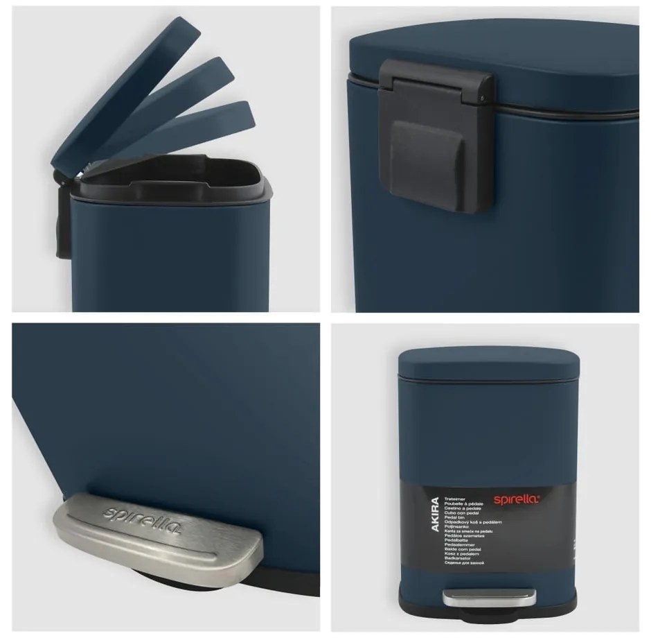 Petróleum színű acél pedálos szemetes 5 l Akira – Spirella