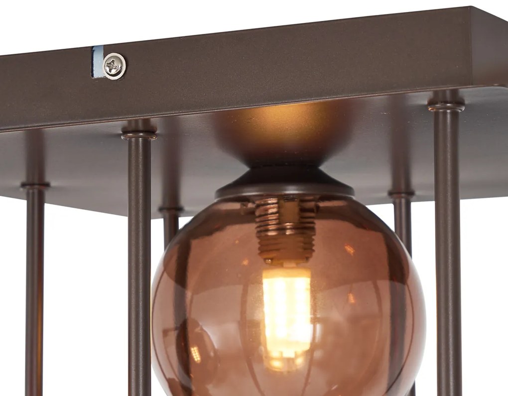 Design mennyezeti lámpa bronz színben, bronz üveggel, 9-es - Athén