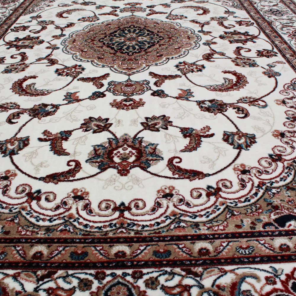 Gépi perzsa szőnyeg bézs Isfahan 200x300 klasszikus nappali szőnyeg