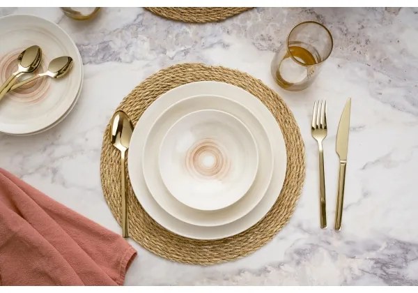 24 darabos bézs porcelán étkészlet