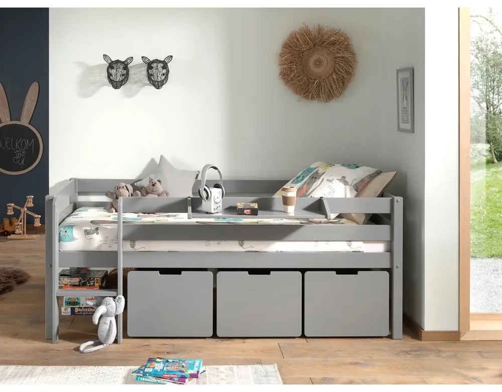 Szürke gyerekágy alatti fiók szett 3 db-os Pino – Vipack