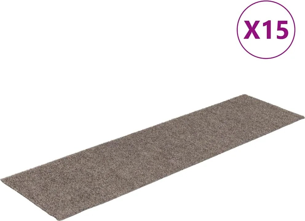 vidaXL öntapadós lépcsőszőnyegek 15 db 76 x 20 cm bézs téglalap alakú