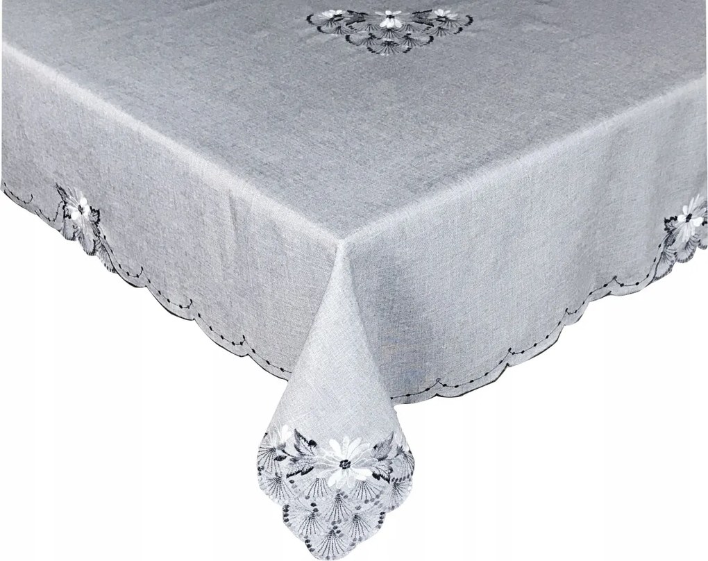 Abrosz Asztalra 150x260 Szürke Dekoratív Hímzéssel