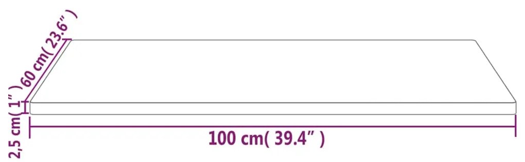 tömör fenyőfa téglalap alakú asztallap 100 x 60 x 2,5 cm