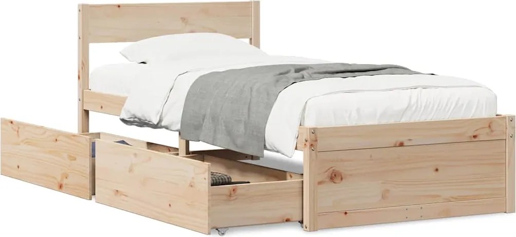 vidaXL tömör fenyőfa ágy matrac nélkül 100 x 200 cm