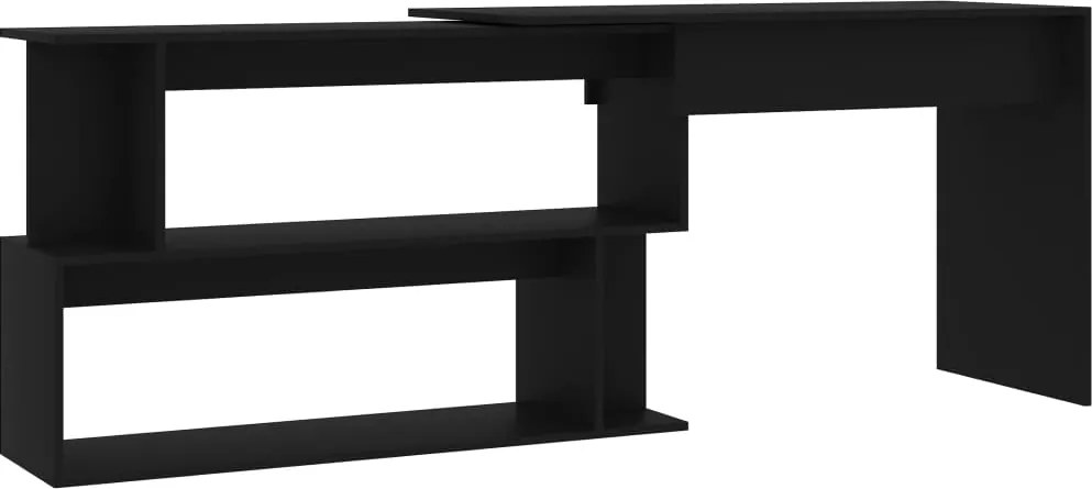 vidaXL fekete szerelt fa sarokasztal 200 x 50 x 76 cm