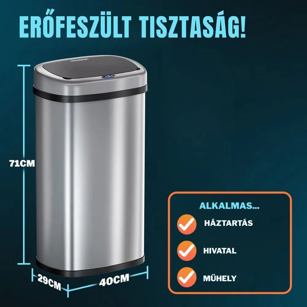 DEUS érzékelős szemetes, 58 liter, ezüst Jurhan