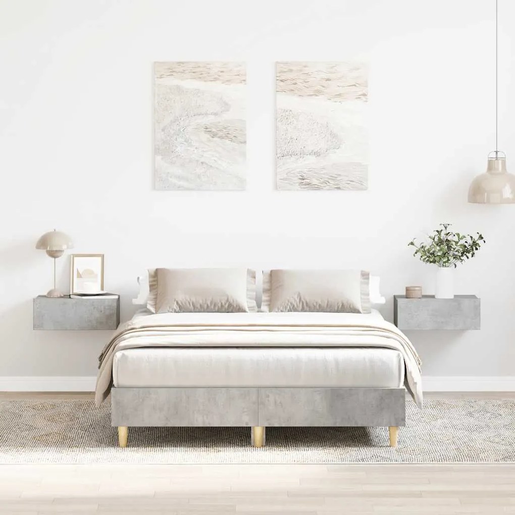 betonszürke szerelt fa ágykeret matrac nélkül 120 x 200 cm