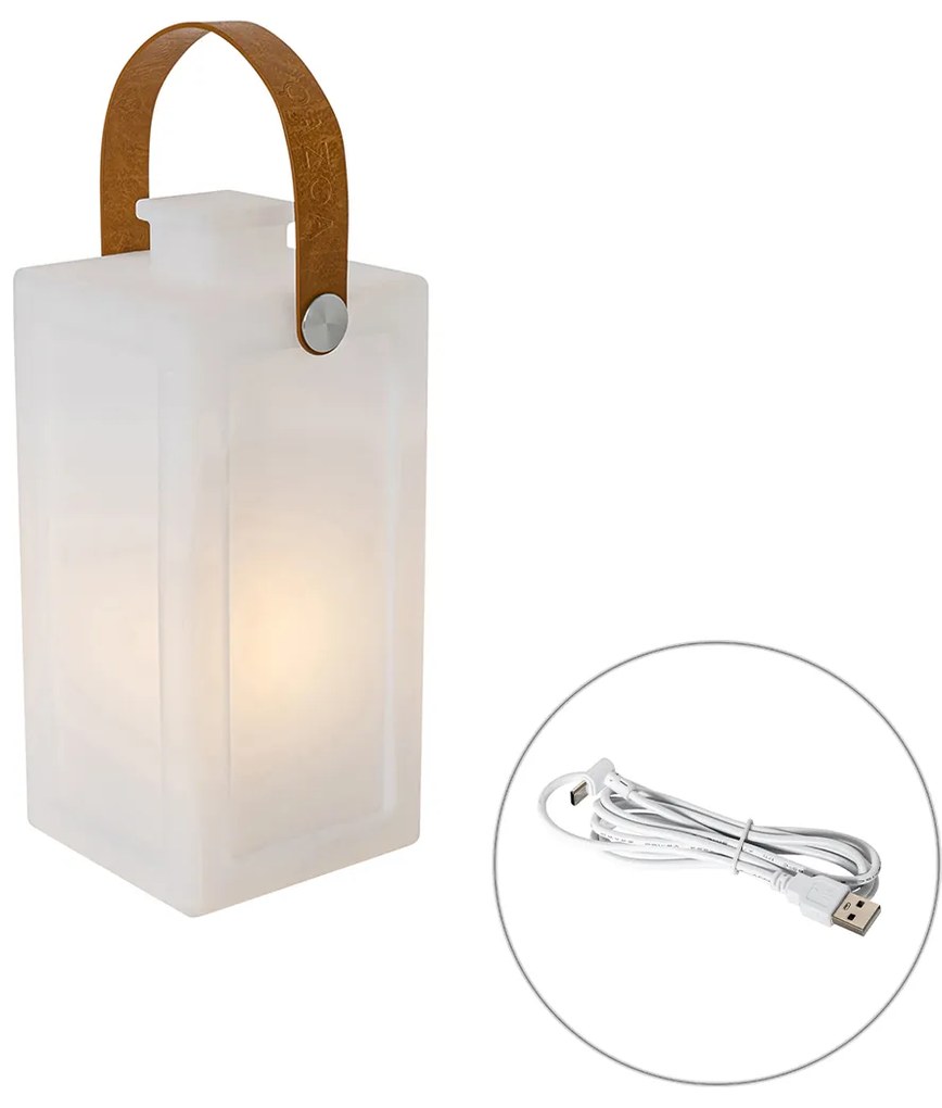 Modern asztali lámpa fehér lánghatással, újratölthető IP44 - Stard