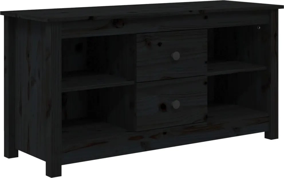 vidaXL fekete tömör fenyőfa TV-szekrény 103 x 36,5 x 52 cm