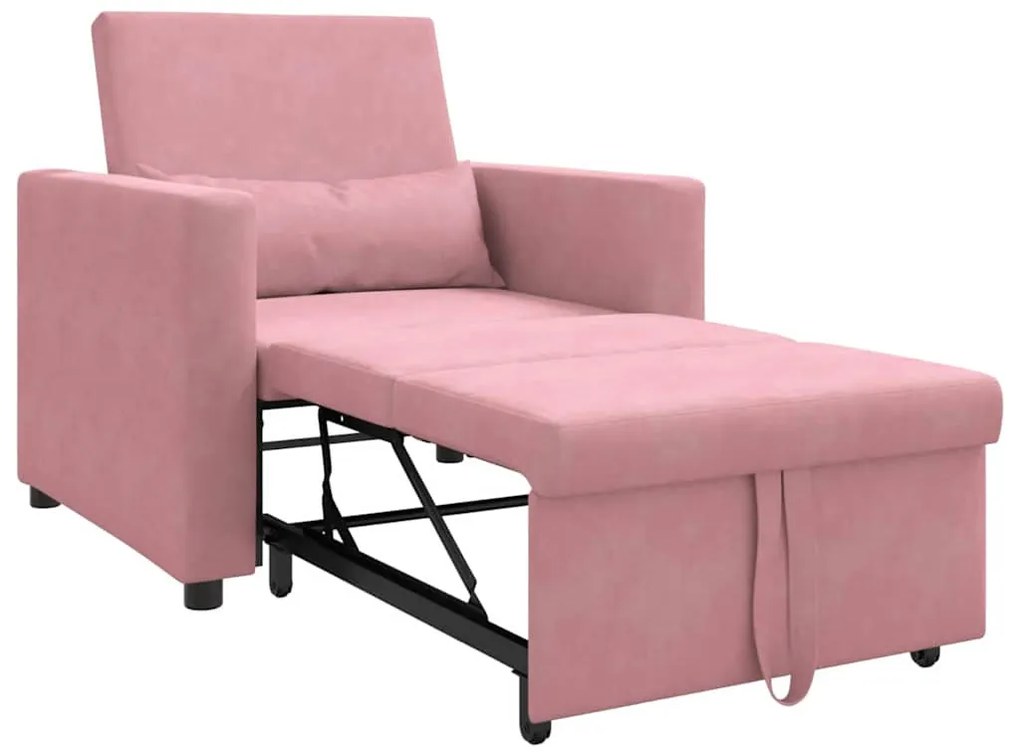 Egyszemélyes kanapéágy light pink 90 x 165 x 87 cm Bársony