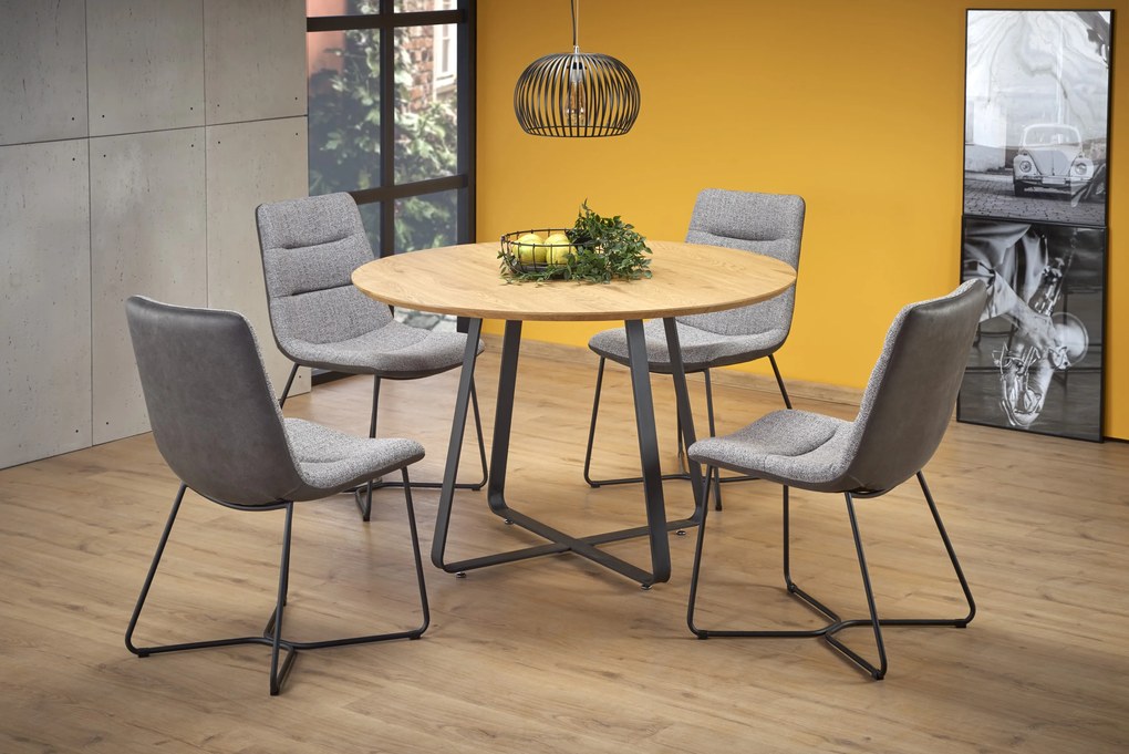 AKCIÓ Fekete étkezőasztal tölgyfa asztallappal NOCTURNE 120x120 II. osztály