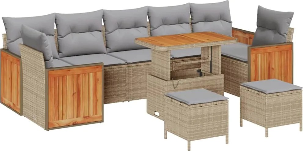 vidaXL Kerti Kanapé Szett párnával 10 pcs Beige és Világosszürke