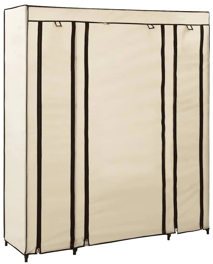 vidaXL krémszínű szövet ruhásszekrény tárolórekeszekkel 150x45x176 cm