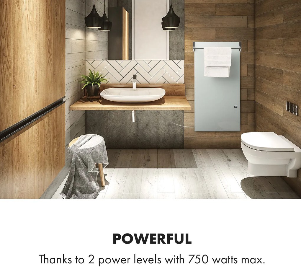 Klarstein Hot Spot Crystal Spotless Smart, infravörös hősugárzó, 750 W, alkalmazás, fehér