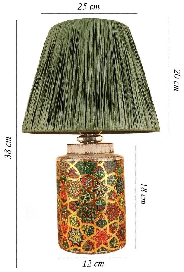 Zöld asztali lámpa papír zsinór búrával (magasság 38 cm) Alev – Opviq lights