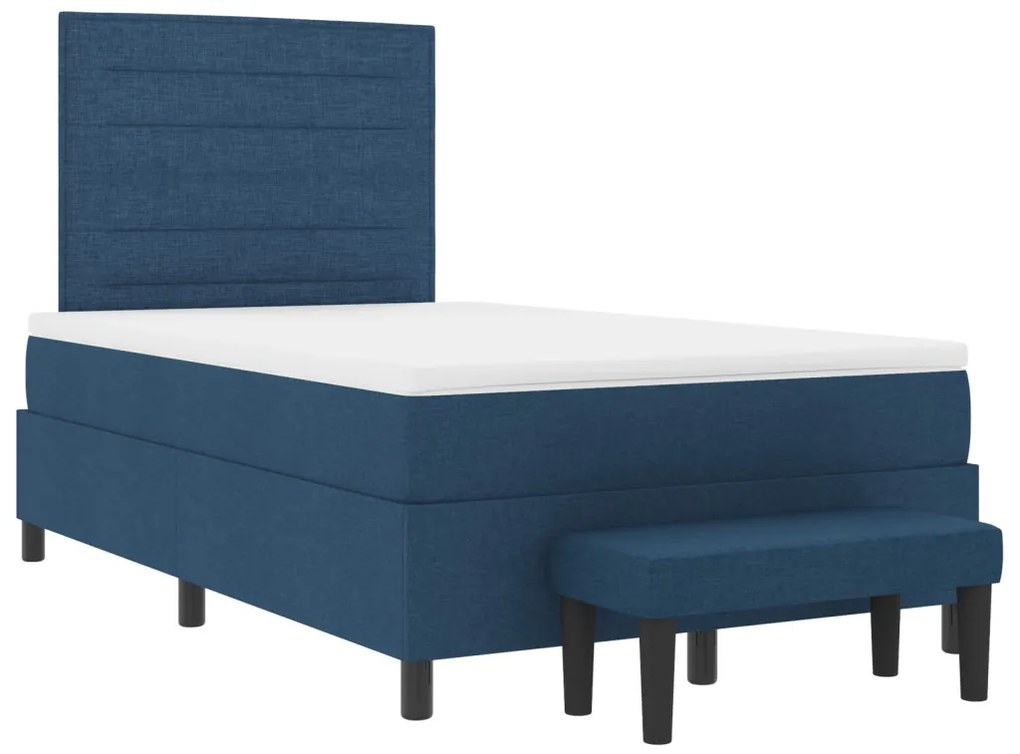 Box Spring Ágy Matraccal és Pad Kék 120x190 cm Szövet