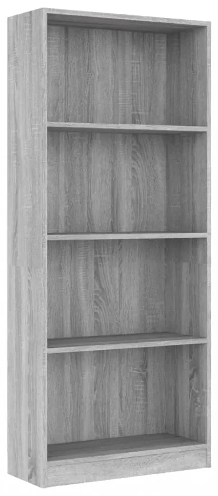 4 szintes szürke sonoma szerelt fa könyvszekrény 60x24x142 cm
