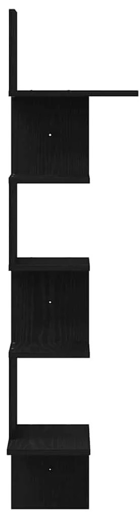 fekete forgácslap fali sarokpolc 32x32x127,5 cm