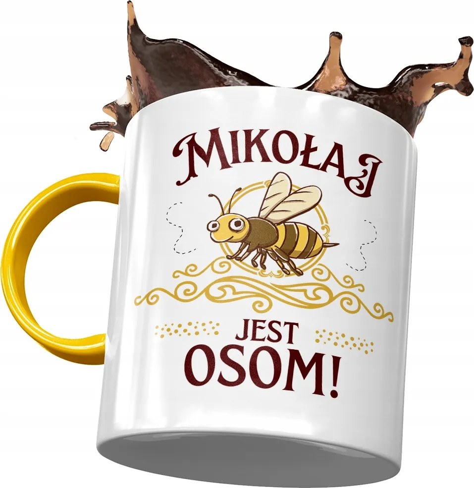 Sárga Bögre Mikulás Kollégáknak Ajándék Nyomtatott Fotóval