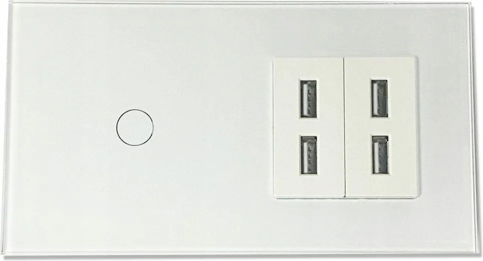 Üveg Érintőkapcsoló És Töltő 4x Usb 2.4A Aljzat